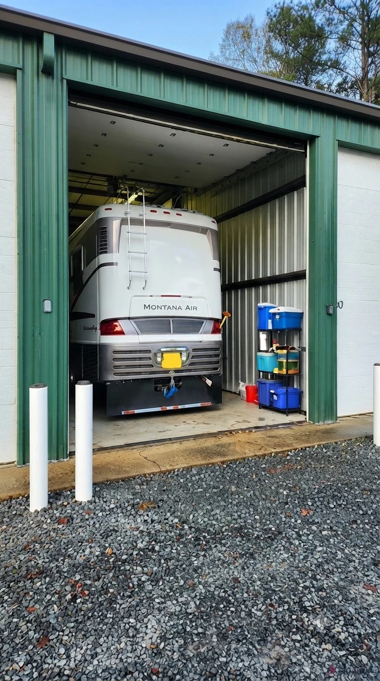 Secure gated indoor boat storage facility serving Raleigh North Carolina