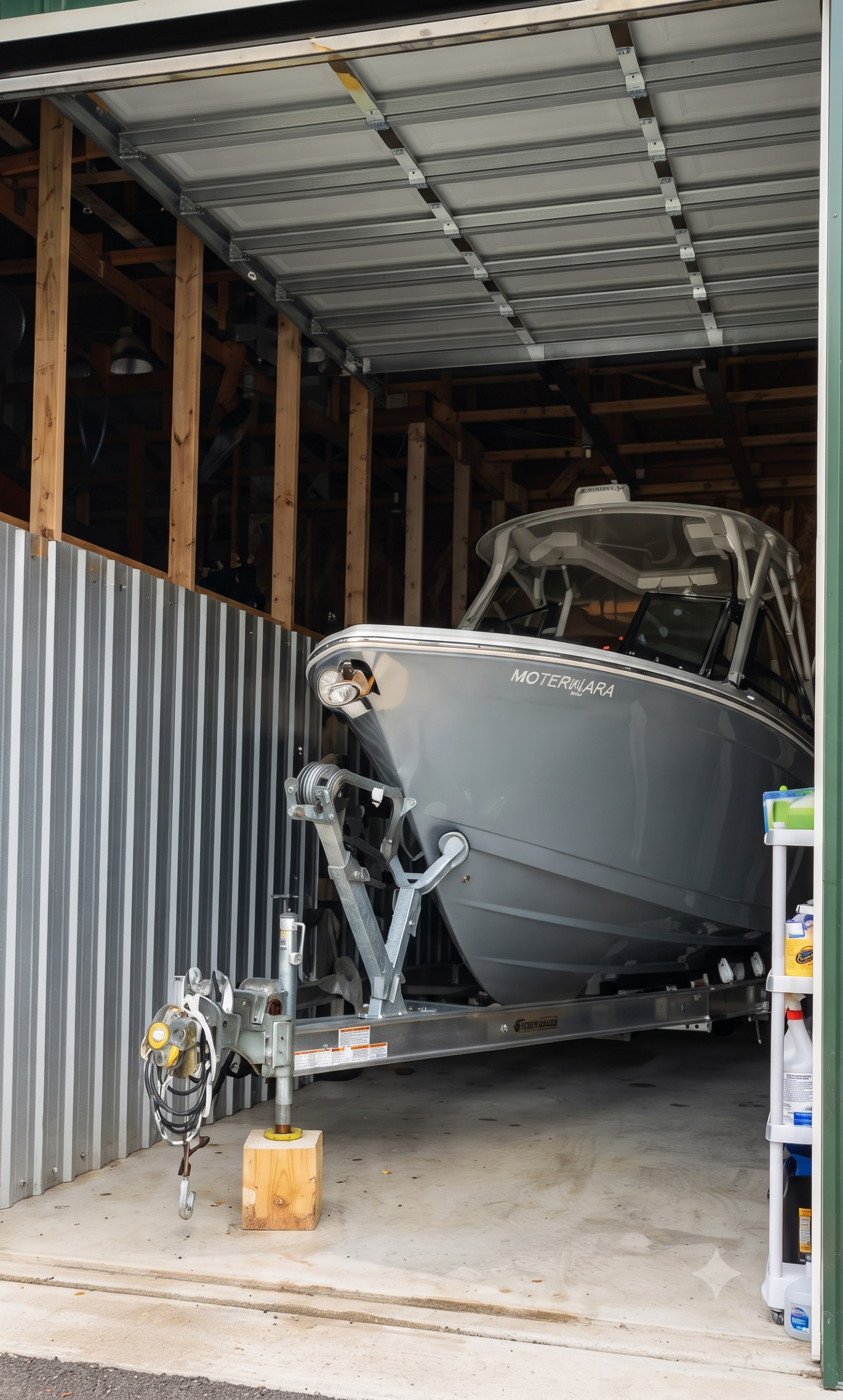 Large recreational vehicle in indoor RV storage near Chapel Hill NC