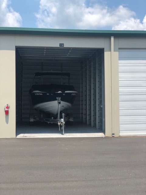 Large recreational vehicle in indoor RV storage near Durham NC
